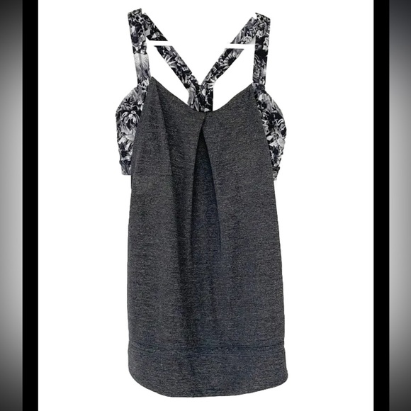 lululemon athletica Tops - LULULEMON Rest Less tank size 6 grey built in bra floral